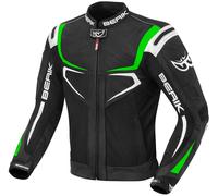 Berik Radic Giacca moto in pelle / tessuto, nero/verde/bianco, Taglia 50