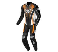 Berik RSF-TECH PRO Tuta in pelle della moto traforata in un pezzo, nero-bianco-arancione, taglia 52 per maschi