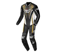 Berik RSF-TECH PRO Tuta in pelle della moto traforata in un pezzo, Nero/bianco/bronzo, Taglia 56