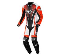 Berik RSF-TECH PRO Tuta in pelle della moto traforata in un pezzo, nero-bianco-rosso, taglia 56 per maschi