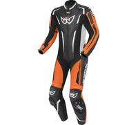 Berik RSF-Teck Tuta in pelle della moto traforata in un pezzo, nero-bianco-arancione, taglia 54 per maschi
