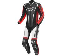 Berik RSF-Teck Tuta in pelle della moto traforata in un pezzo, nero-bianco-rosso, taglia 54 per maschi