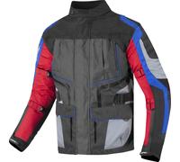 Berik Safari Giacca tessile da moto impermeabile 3in1, nero/rosso/blu, Taglia 54