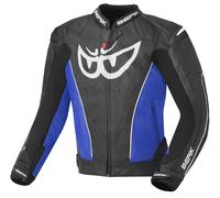 Berik Street Giacca in pelle da moto, nero/blu, Taglia 50