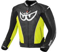 Berik Street Giacca in pelle da moto, nero/giallo, Taglia 54