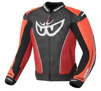 Berik Street Giacca in pelle da moto, nero/rosso, Taglia 52
