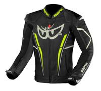 Berik Street Pro Evo Giacca in pelle da moto, nero-grigio-giallo, taglia 56 per maschi