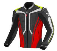 Berik Street Pro Giacca in pelle da moto, nero/bianco/rosso/giallo, Taglia 54