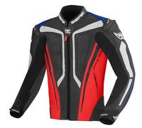 Berik Street Pro Giacca in pelle da moto, nero/rosso/blu, Taglia 52