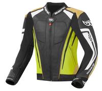 Berik Striper Evo Giacca in pelle per moto, nero/giallo, Taglia 52