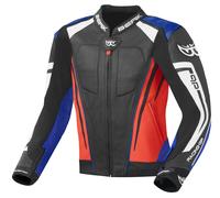 Berik Striper Evo Giacca in pelle per moto, nero/rosso/blu, Taglia 50