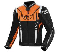 Berik Striper Giacca in pelle per moto, nero/bianco/arancione, Taglia 50