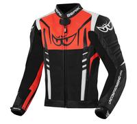 Berik Striper Giacca in pelle per moto, nero/bianco/rosso, Taglia 48