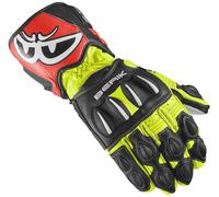Berik Thunar Evo Guanti da moto, nero/giallo neon/rosso neon, Taglia S