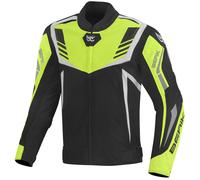Berik Toronto Giacca tessile impermeabile per moto, nero-bianco-giallo, taglia 54 per maschi