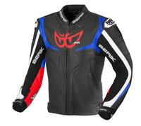 Berik Wild Chase Giacca in pelle da moto, nero/bianco/rosso/blu, Taglia 50