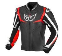 Berik Wild Chase Giacca in pelle da moto, nero/bianco/rosso, Taglia 52