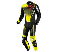 Berik XR-Ace Evo tuta in pelle da moto in 2 pezzi traforata, nero-rosso-giallo, taglia 52 per maschi