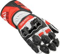 Berik Yokoto Guanti da moto, nero/rosso neon/bianco, Taglia S