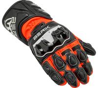 Berik Yokoto Guanti da moto, nero/rosso neon, Taglia XS