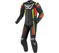 Berik Zakura Abito moto due pezzi in pelle, nero/rosso/giallo, 52