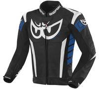 Berik Zakura Giacca in pelle per moto, nero/bianco/blu, Taglia 52