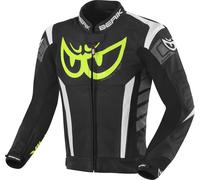 Berik Zakura Giacca in pelle per moto, nero/bianco/giallo/grigio, Taglia 50