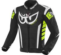 Berik Zakura Giacca in pelle per moto, nero/bianco/giallo, Taglia 50