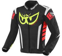 Berik Zakura Giacca in pelle per moto, nero/bianco/rosso/giallo, Taglia 50