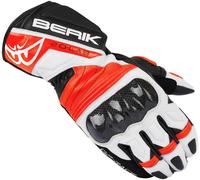 Berik Zoldar Guanti Moto, nero/rosso neon/bianco, Taglia S