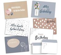 beriluDesign Set di 20 biglietti di compleanno con buste, biglietti di auguri, cartoline per compleanno, biglietti di auguri o buoni (20 biglietti + 20 buste)