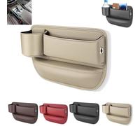 Berimat For Car,Car Gap Filler Organizer,Adjustable Car Seat Storage Box,Car Leather Cup Holder Gap Bag,Universal Leather Storage Box (Beige,Driver Seat)