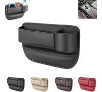Berimat For Car,Car Gap Filler Organizer,Adjustable Car Seat Storage Box,Car Leather Cup Holder Gap Bag,Universal Leather Storage Box (Black,Passenger Seat)