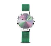 BERING 10X31 Orologio da donna al quarzo, orologio da polso, cassa in acciaio inossidabile da 31 mm e quadrante con finitura raggio di sole, cinturino in maglia milanese, vetro zaffiro