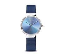BERING 10X31 Orologio da donna al quarzo, orologio da polso, cassa in acciaio inossidabile da 31 mm e quadrante con finitura raggio di sole, cinturino in maglia milanese, vetro zaffiro