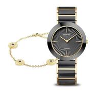 BERING 11435-732-GWP - Orologio da donna in ceramica con cristalli Swarovski e bracciale, colore: Nero/Oro