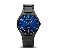 BERING 11739-727 Orologio da uomo al quarzo, orologio da polso con cassa in titanio nera da 39 mm e quadrante blu, cinturino in titanio con elementi in titanio, 5 ATM