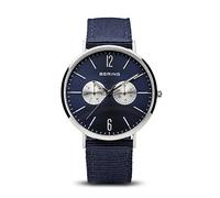 BERING 14240-507 Orologio da uomo al quarzo, orologio da polso con cassa in acciaio inox color argento da 40 mm, quadrante blu, cinturino Nato, vetro zaffiro, 3 ATM