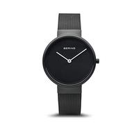 BERING 14531-122 Orologio da donna al quarzo, orologio da polso con cassa in acciaio inossidabile nera da 31 mm, quadrante nero, cinturino in maglia milanese, vetro zaffiro, 5 ATM