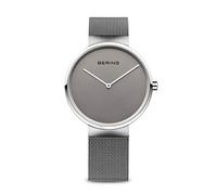 BERING 14539-077 Orologio unisex al quarzo, orologio da polso con cassa in acciaio inossidabile color argento da 39 mm e quadrante grigio, cinturino in maglia milanese, vetro zaffiro, 5 ATM