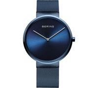 BERING 14539-397 Orologio da polso unisex al quarzo, cassa in acciaio inossidabile blu da 39 mm e quadrante blu, cinturino in maglia milanese, vetro zaffiro, 5 ATM