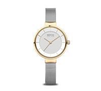 BERING 14631-024 Orologio da donna al quarzo, orologio da polso con cassa in acciaio inossidabile color oro da 31 mm e quadrante bianco, cinturino in maglia milanese, vetro zaffiro, 5 ATM