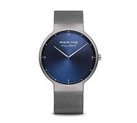 BERING 15540-077 Reloj de cuarzo para hombre con caja de acero inoxidable de 40 mm con acabado en gris y esfera azul, correa milanesa, cristal de zafiro y resistencia al agua de 5 ATM, 13940-510