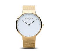 BERING 15540-334 Orologio da donna al quarzo, orologio da polso con cassa in acciaio inossidabile color oro da 40 mm e quadrante bianco, cinturino in maglia milanese, vetro zaffiro, 5 ATM