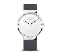BERING 15540-400 Orologio da polso da uomo al quarzo, cassa in acciaio inossidabile color argento da 40 mm e quadrante bianco, cinturino in silicone, vetro zaffiro, 5 ATM