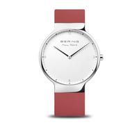BERING 15540-500 Orologio da polso da uomo al quarzo, cassa in acciaio inossidabile color argento da 40 mm e quadrante bianco, cinturino in silicone, vetro zaffiro, 5 ATM