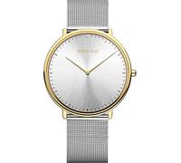BERING 15739-010 Orologio unisex al quarzo, orologio da polso con cassa in acciaio inossidabile color oro da 39 mm e quadrante color argento, cinturino in maglia milanese, vetro zaffiro, 3 ATM