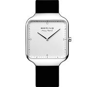 BERING 15836-404 Orologio da polso da uomo al quarzo, cassa in acciaio inossidabile color argento da 36 mm e quadrante bianco, cinturino in silicone, vetro zaffiro, 3 ATM