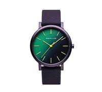 BERING 16934-999 Orologio unisex al quarzo, orologio da polso con cassa in alluminio lilla da 34 mm e quadrante verde/lilla, cinturino in silicone, vetro zaffiro, 3 ATM