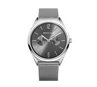 BERING 17140-009 Orologio unisex al quarzo, orologio da polso con cassa in acciaio inossidabile color argento da 40 mm e quadrante grigio, cinturino in maglia milanese, vetro zaffiro, 3 ATM